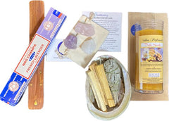 Soulfloating - Welcome Home Pakket - Gouden Driehoek, Wierookstokjes, Abalone Schelp met Palo Santo Hout Sticks, Kaars met Etherische Olie - Welkom Thuis Pakket