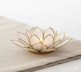 Lotus sfeerlicht naturel goudrand - 13.5 cm - S
