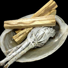Reinig je huis Smudgekit S : Reinig je huis pakket Soulfloating - Smudge Kit - Witte salie - Palo Santo sticks, Abalone schelp - incl. handleiding NL - voor energetische reiniging - original