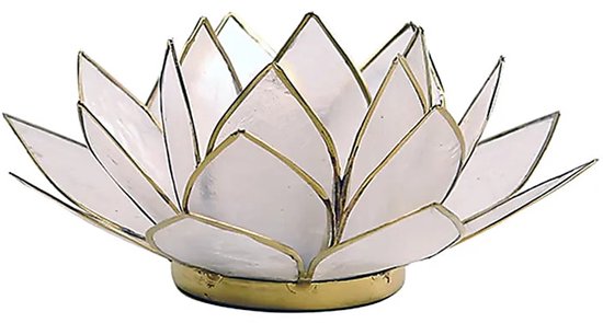 Lotus sfeerlicht naturel goudrand - 13.5 cm - S