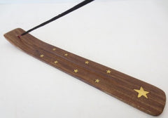 Wierookhouder plankje Ster - hout - voor wierookstokjes - 25 x 3 cm