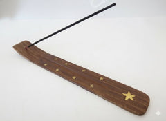 Wierookhouder plankje Ster - hout - voor wierookstokjes - 25 x 3 cm