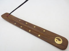 Wierookhouder plankje Yin Yang - hout - voor wierookstokjes - 25 x 3 cm