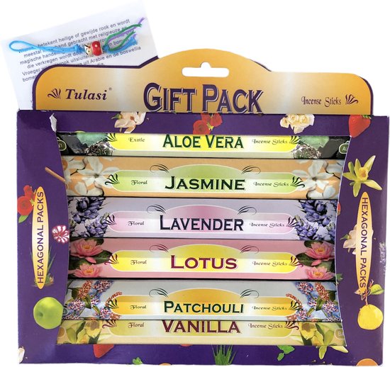 Tulasi - Giftpack Flower - 6 doosjes wierook stokjes - incl. Handleiding