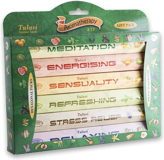 Tulasi - Giftpack Aromatherapy - 6 doosjes wierook stokjes