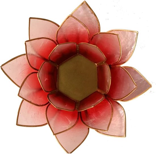 Lotus sfeerlicht rood/roze goudrand - 13.5 cm
