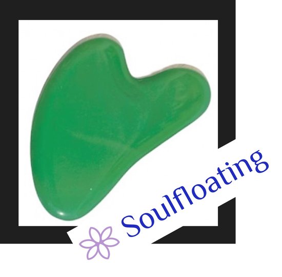 Gua Sha massagesteen - Jade - edelsteen - inclusief tasje - 8cm.