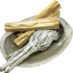 Reinig je huis pakket Soulfloating - Smudge Kit - Witte salie - Palo Santo sticks, Abalone schelp - incl. handleiding NL - voor energetische reiniging - original