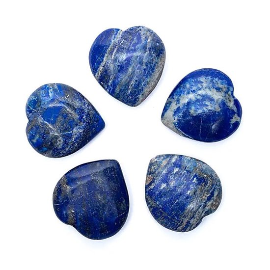 Knuffelsteen Hart - Lapis Lazuli 5 cm - per stuk in een geschenkzakje met 4 geluksmuntjes