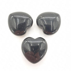 Knuffelsteen Hart - Obsidiaan - in een geschenkzakje - edelsteen - per stuk