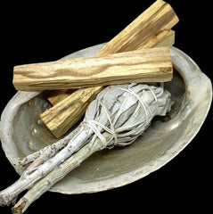 Reinig je huis pakket Soulfloating - Smudge Kit - Witte salie - Palo Santo sticks, Abalone schelp - incl. handleiding NL - voor energetische reiniging - original