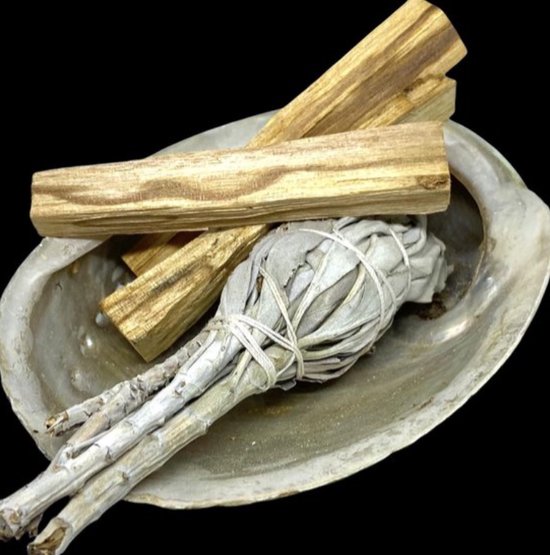 Reinig je huis Smudgekit S : Reinig je huis pakket Soulfloating - Smudge Kit - Witte salie - Palo Santo sticks, Abalone schelp - incl. handleiding NL - voor energetische reiniging - original