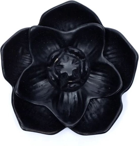 Backflow waterval wierookbrander Lotusbloem -- 12.7x12.7x5.8cm - geleverd met 2 pakjes Satya Back Flow kegels en een pakje Hem wierook White Sage