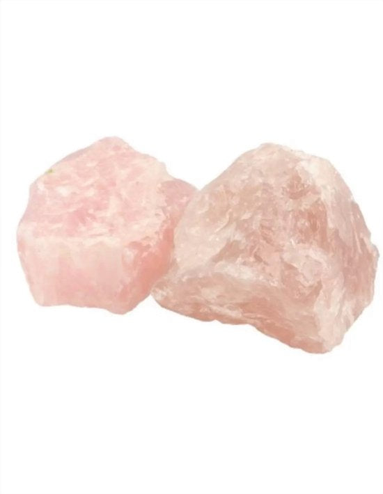 Prachtige grote brok ruwe rozenkwarts uit Brazilië, per stuk met een mini amethist en mini bergkristal
